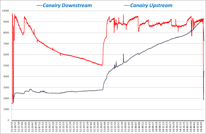 Canairy upstream downstream grafiek